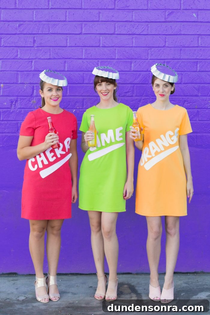 A group of people dressed up as soda bottles 