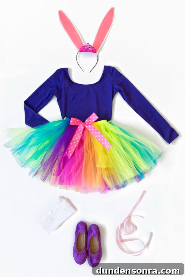 A blue long sleeve and colorful tutu 