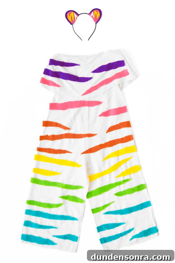 Fabric with rainbow stripes on it