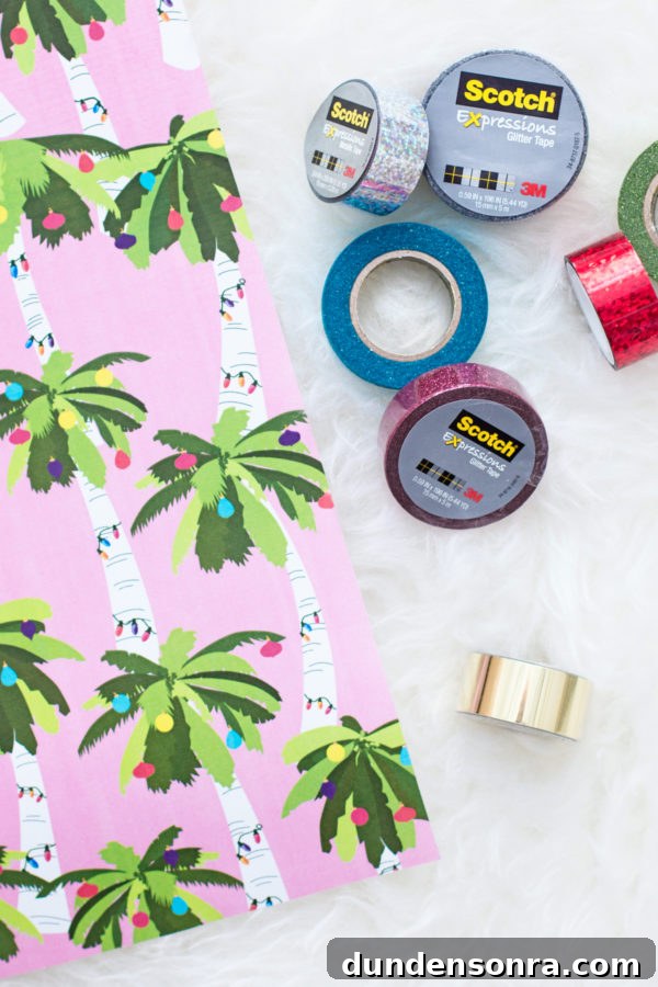 Palm tree wrapping paper and tape 