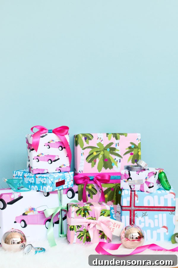 Colorful presents stacked 