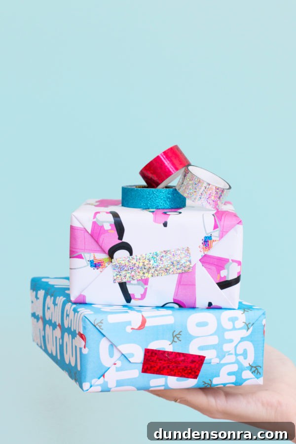 Presents with colorful gift wrapping 