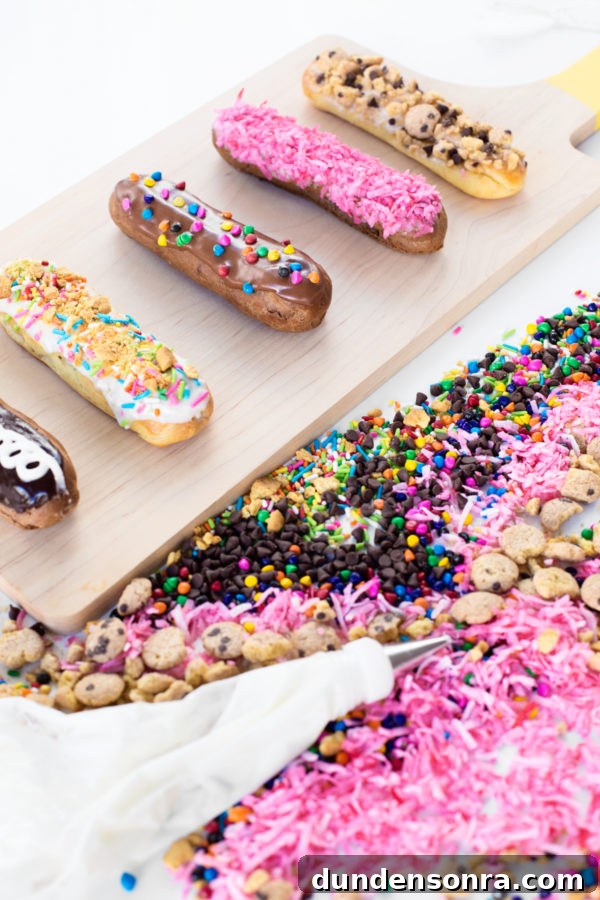 Eclairs and toppings 