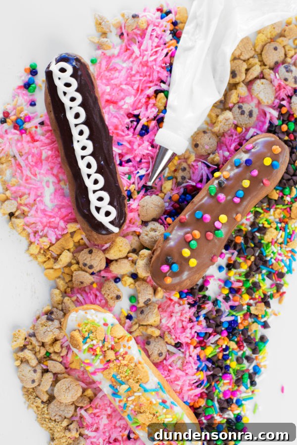 Eclairs and toppings