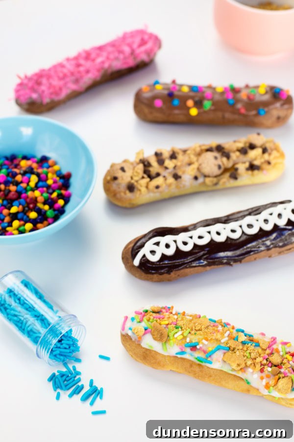 Eclairs and toppings 