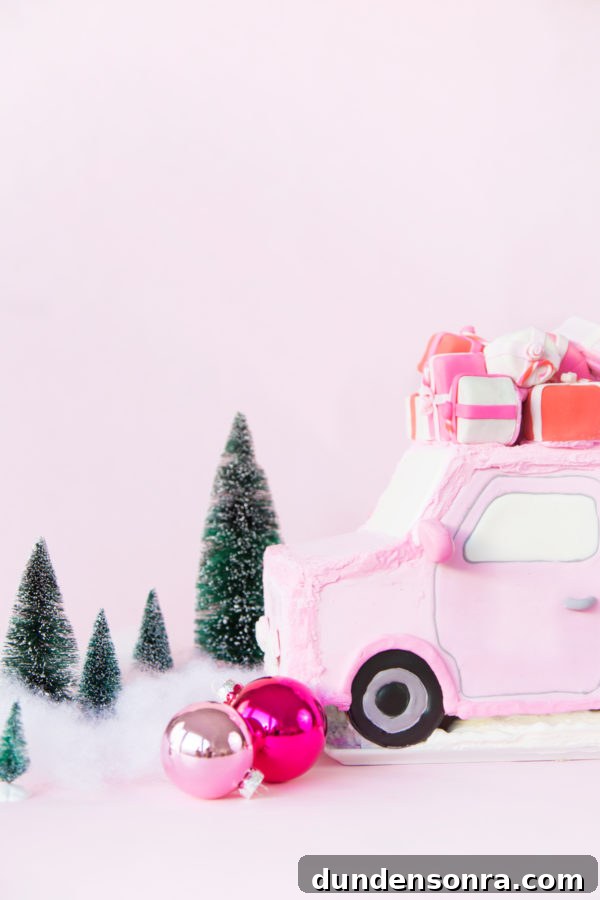 A pink gingerbread car