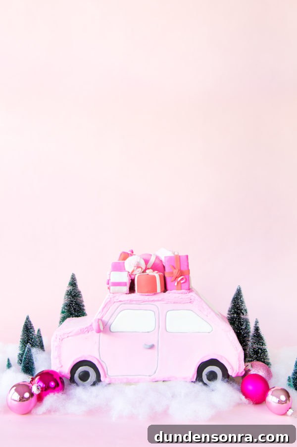 A pink gingerbread car