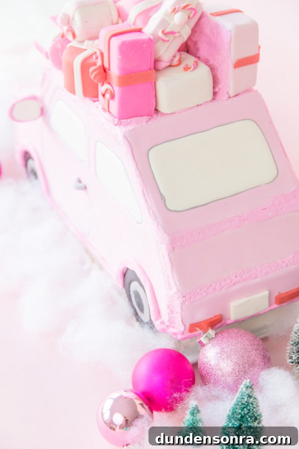 A pink gingerbread car