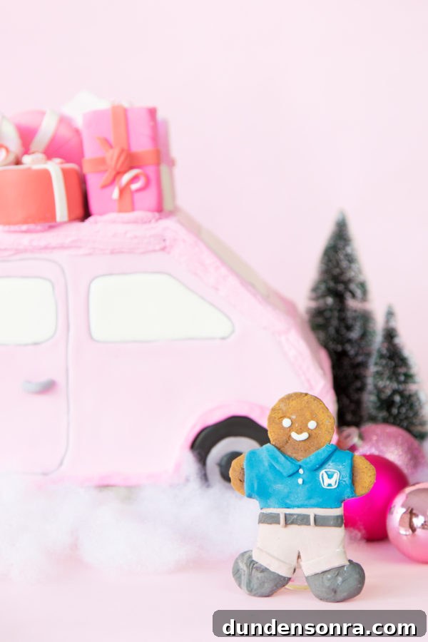 A pink gingerbread car