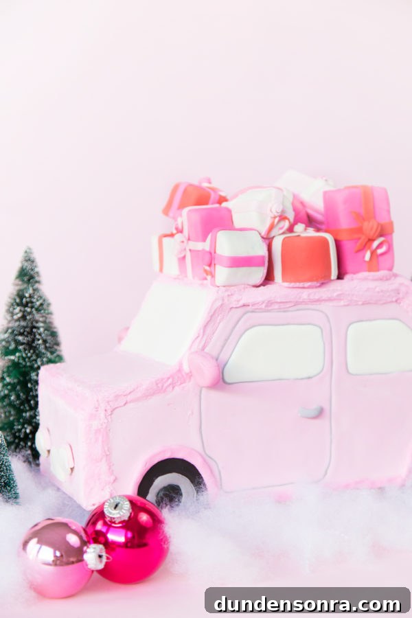 A pink gingerbread car