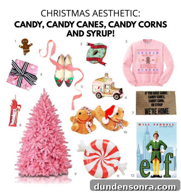 A graphic with holiday accessories and clothes