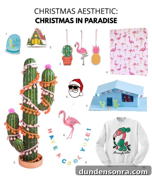 A graphic with holiday accessories and clothes