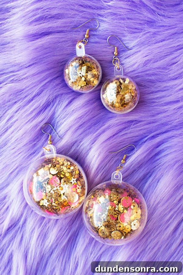 Confetti earrings on purple fur fabric
