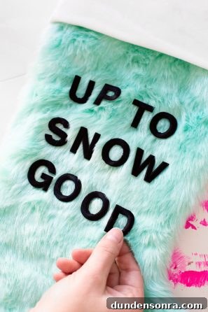 Black lettering on aqua fur