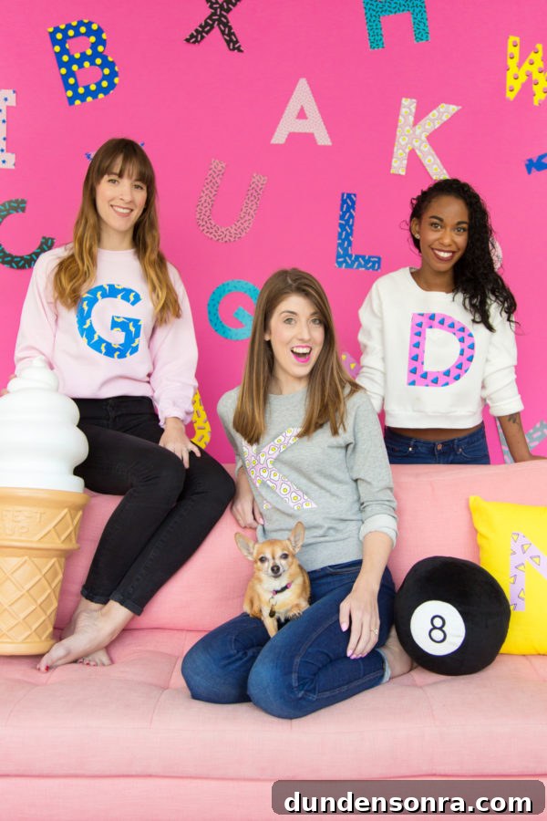 Custom Monogram Sweatshirts: DIY Graphic Initial Design Guide 4 Three people sitting on a couch wearing sweatshirts