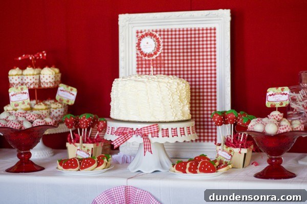strawberry-birthday-party-dessert-table