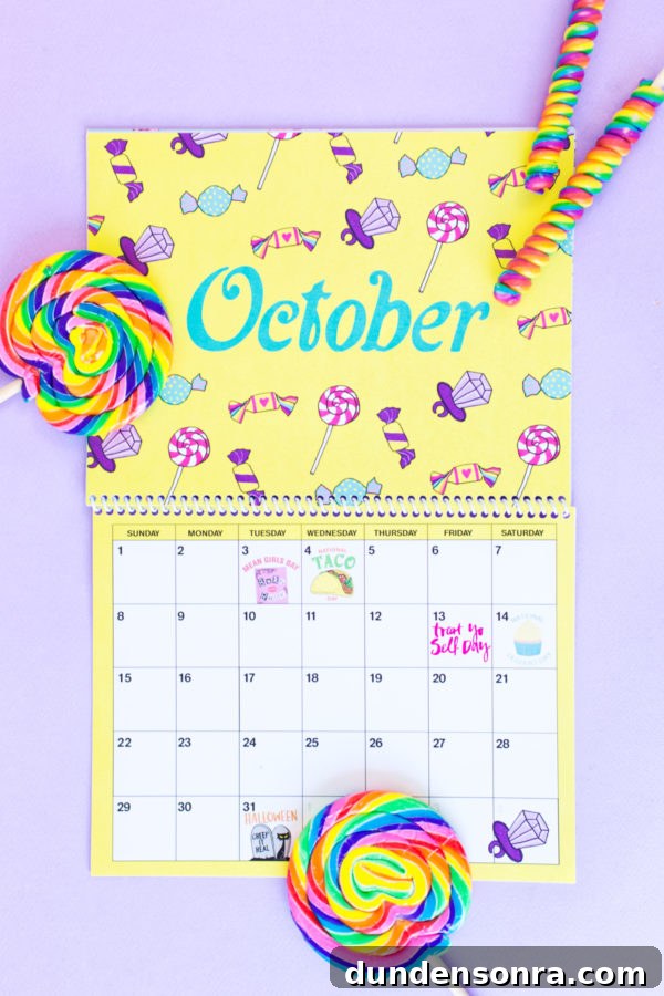 A yellow October calendar