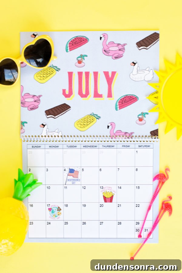 Grey July calendar