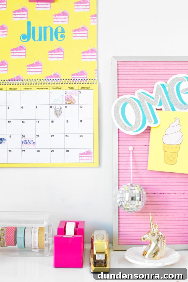 Calendar and pink board