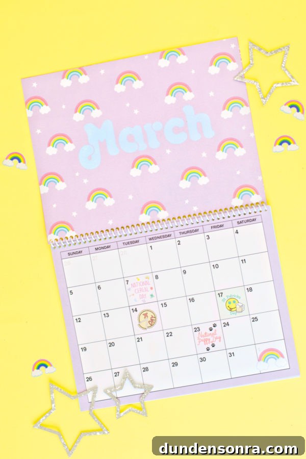 Purple March calendar