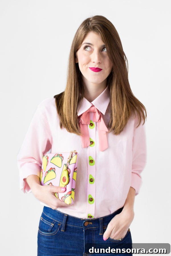 DIY Avocado Buttons: How to Make Stylish Avocado Jewelry at Home 9 A person wearing a pink shirt