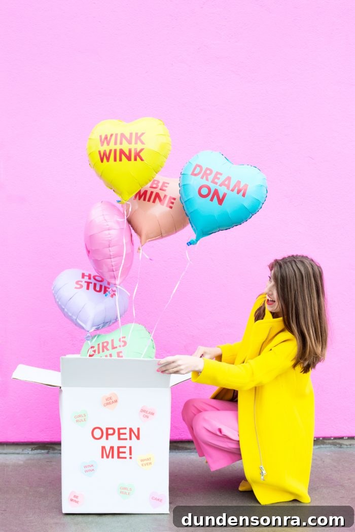Valentine’s Balloon Surprise Box DIY: Romantic Gift Tutorial 5 A woman opening a box of balloons