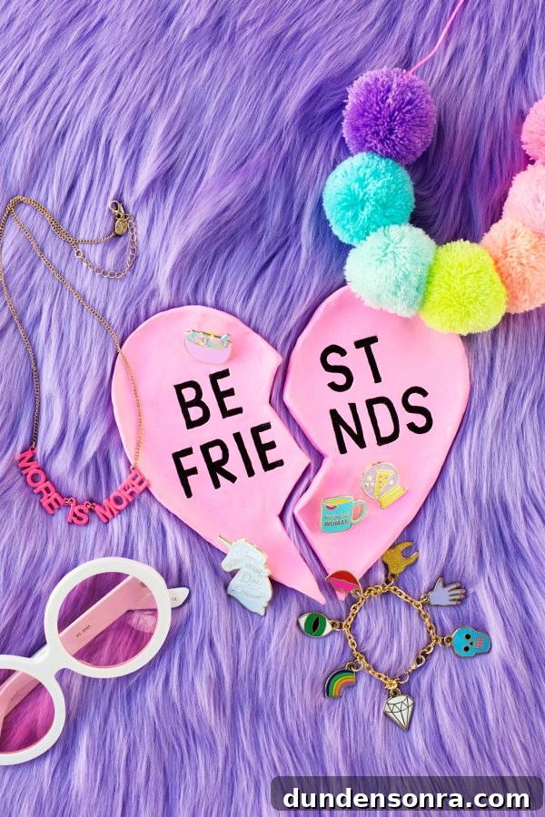 Pink heart-shaped ring dish with accessories 