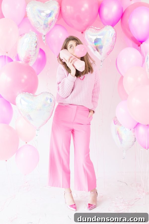 I Chews You: Bubblegum Galentine's Day Party Ideas 2 A woman wearing pink clothes