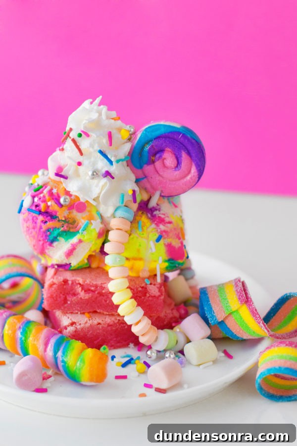 Unicorn Blondie Sundaes Recipe: Colorful Ice Cream Dessert Tutorial 3 Rainbow dessert