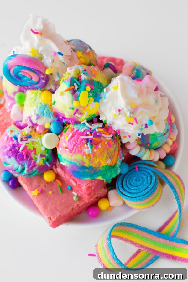 Unicorn Blondie Sundaes Recipe: Colorful Ice Cream Dessert Tutorial 4 Rainbow dessert