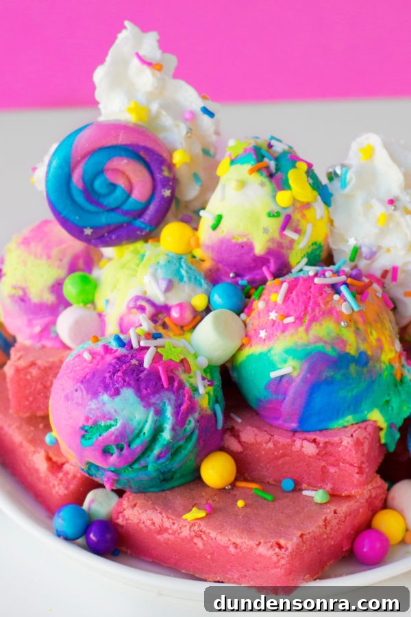 Unicorn Blondie Sundaes Recipe: Colorful Ice Cream Dessert Tutorial 5 Rainbow dessert