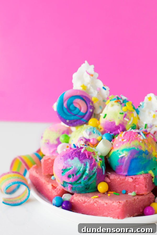 Rainbow dessert and pink background