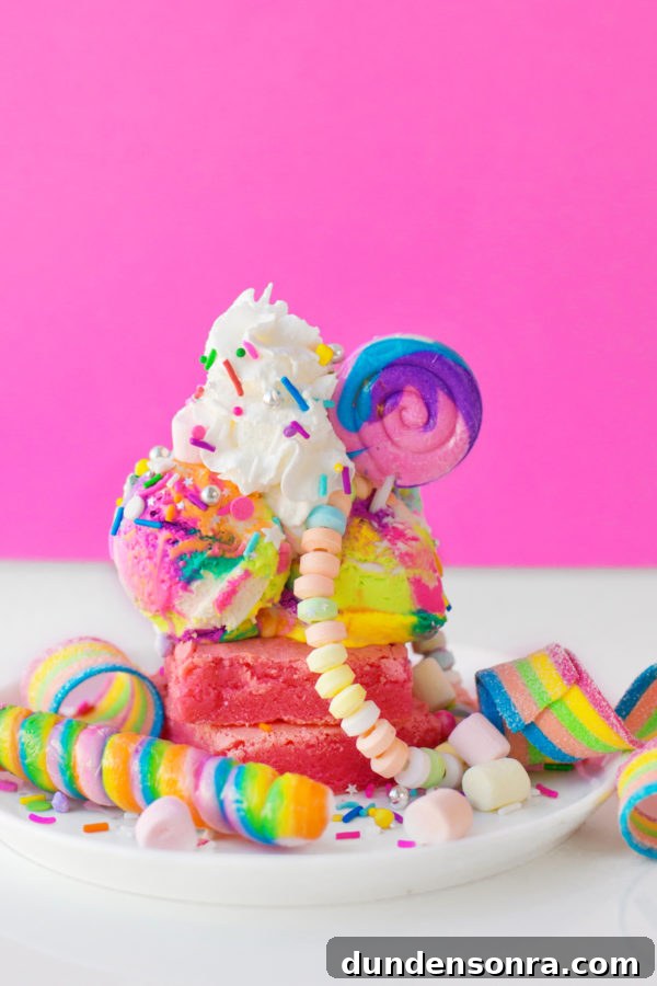 Unicorn Blondie Sundaes Recipe: Colorful Ice Cream Dessert Tutorial 7 Rainbow dessert