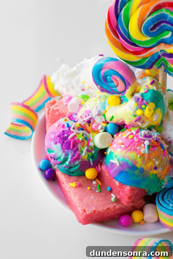 Unicorn Blondie Sundaes Recipe: Colorful Ice Cream Dessert Tutorial 8 Rainbow dessert