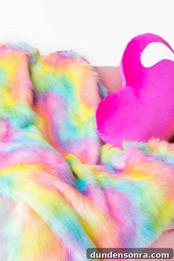 Rainbow fur blanket