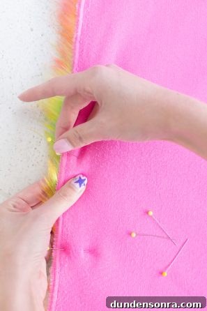 Pink fabric and pins