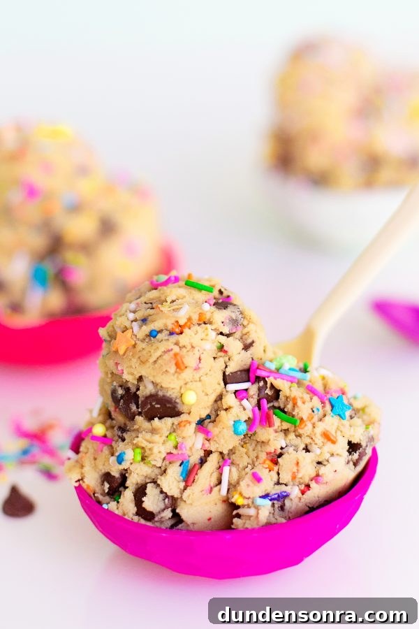 Cookie dough in a pink bowl