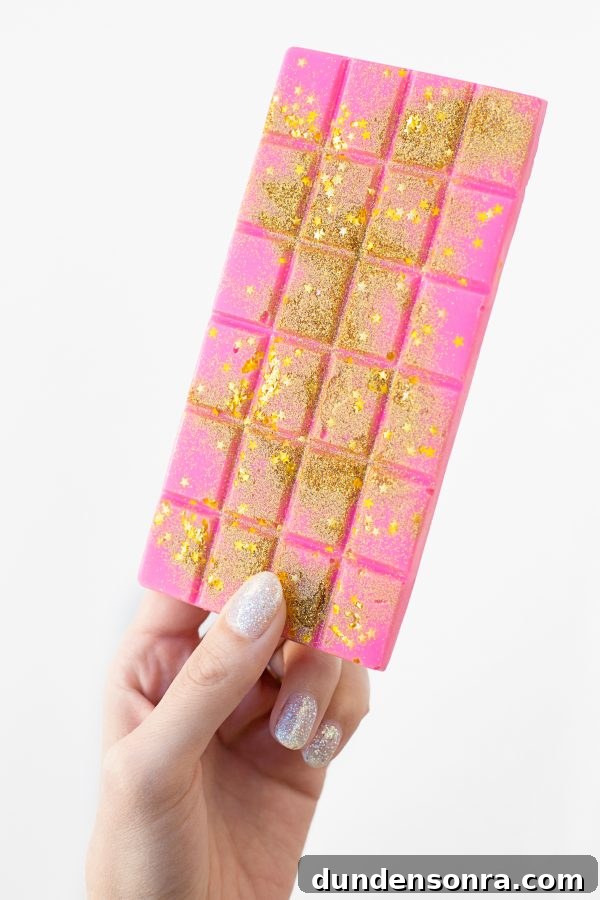 Pink chocolate with glitter