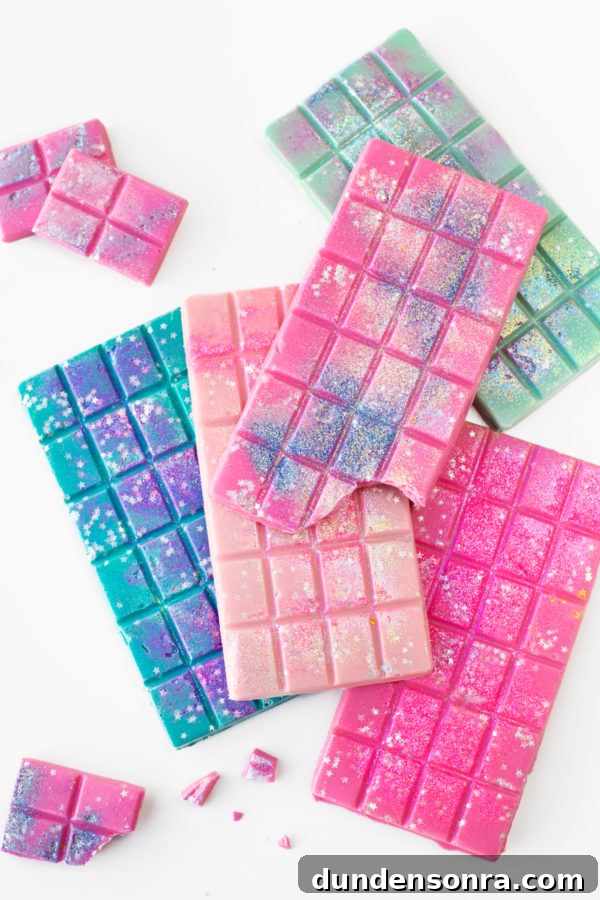Colorful chocolate with glitter