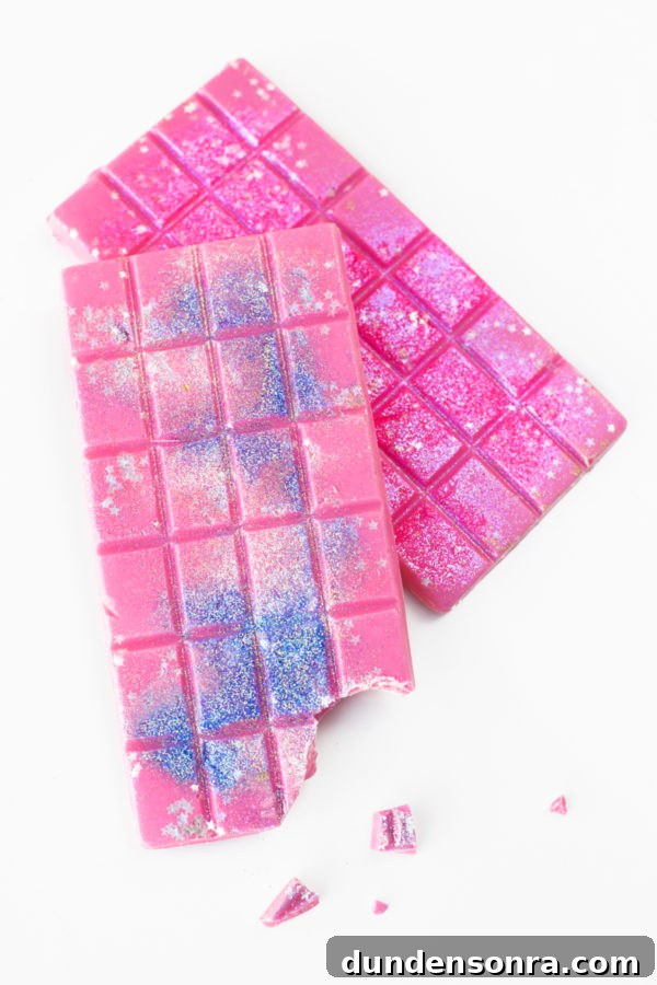 Pink chocolate with glitter