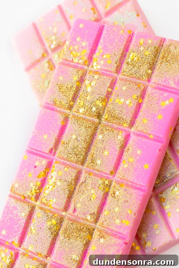 Pink chocolate with glitter