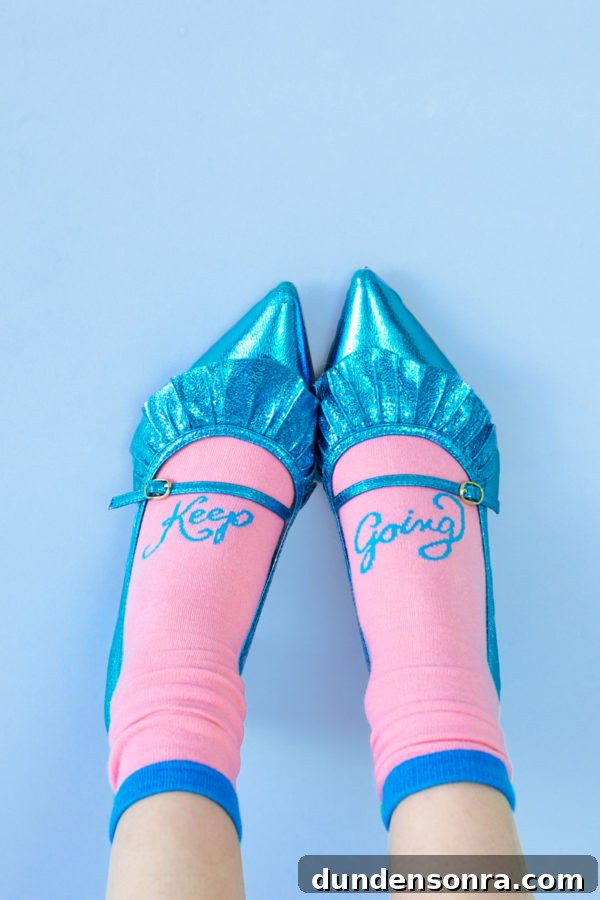 Blue heels and pink socks