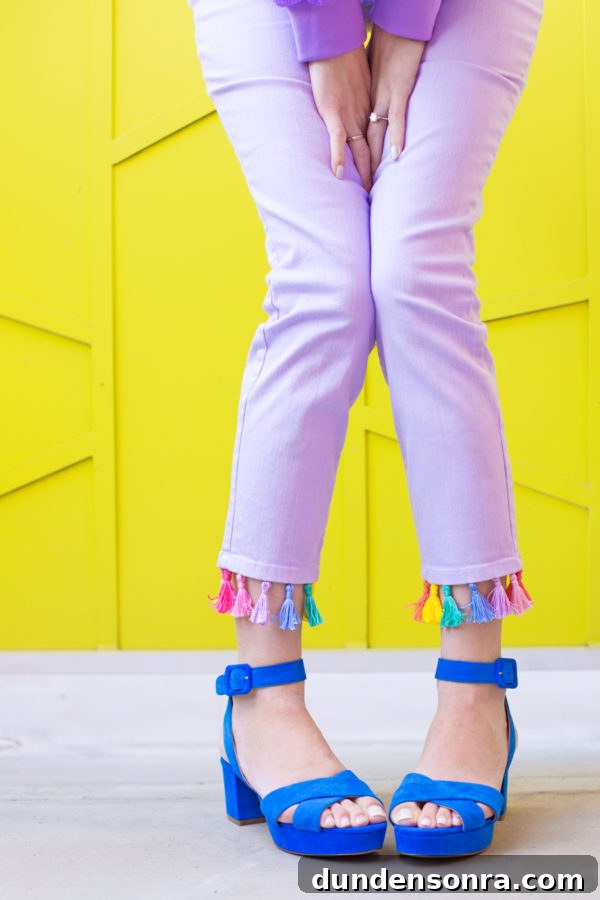 DIY Tassel Jeans: How to Add Trendy Tassel Trim to Your Denim 4 Purple jeans with tassels