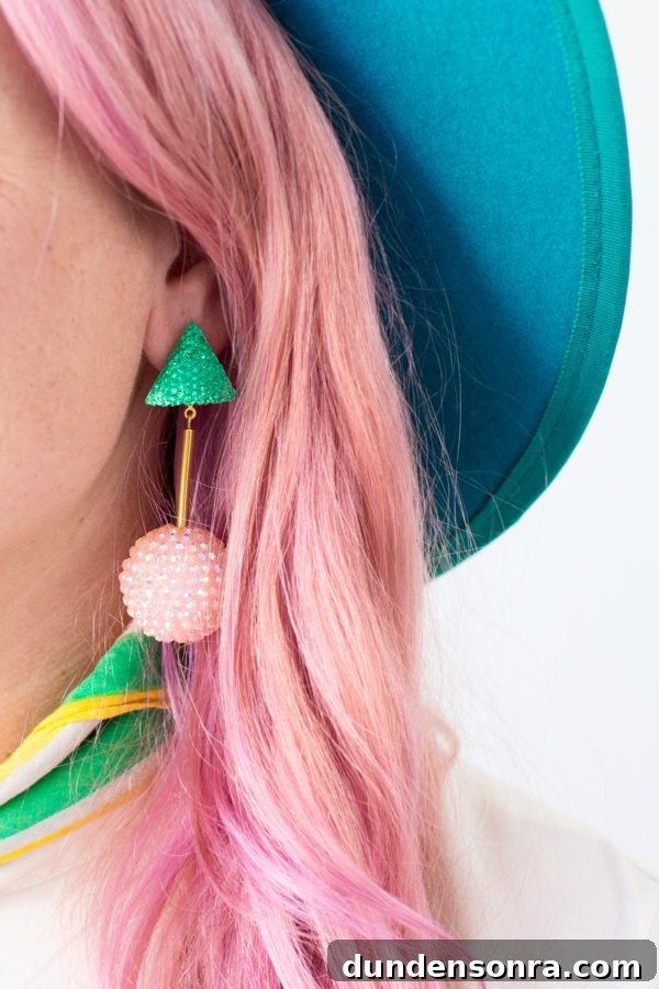 Pink and green earrings