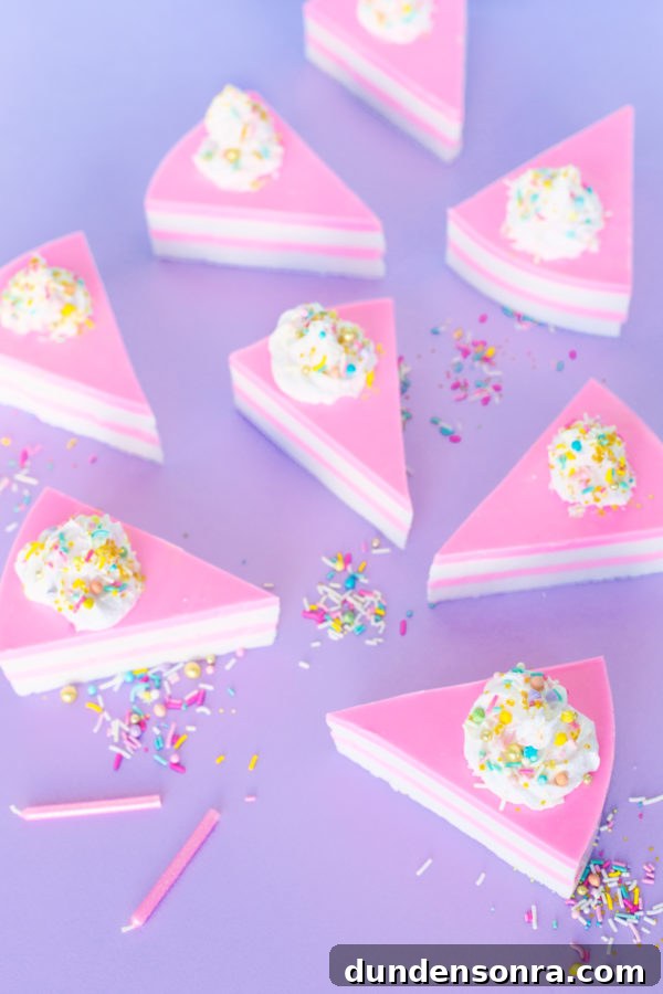 Pink cake slices