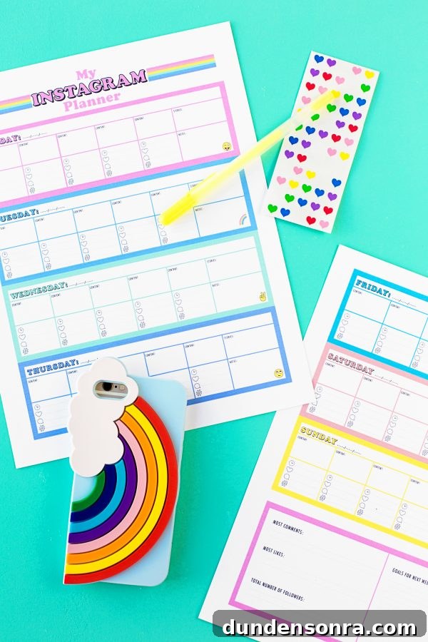 Printable Instagram Content Planner Template (Free Download) 2 Colorful calendar