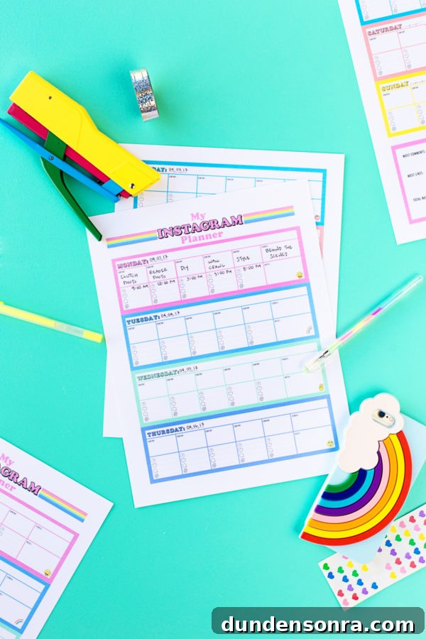Printable Instagram Content Planner Template (Free Download) 6 Colorful calendars