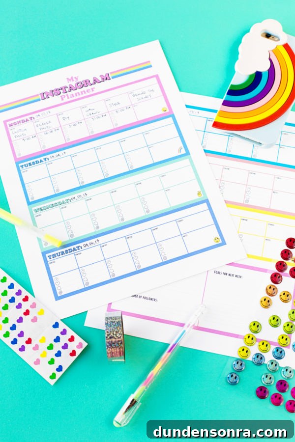 Printable Instagram Content Planner Template (Free Download) 7 Colorful calendars