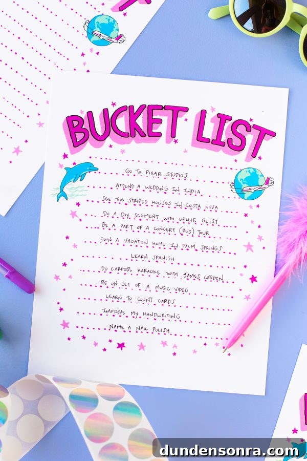 Free Bucket List Printable