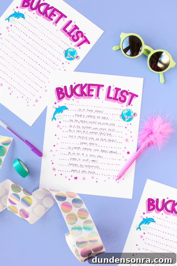 Free Bucket List Printable